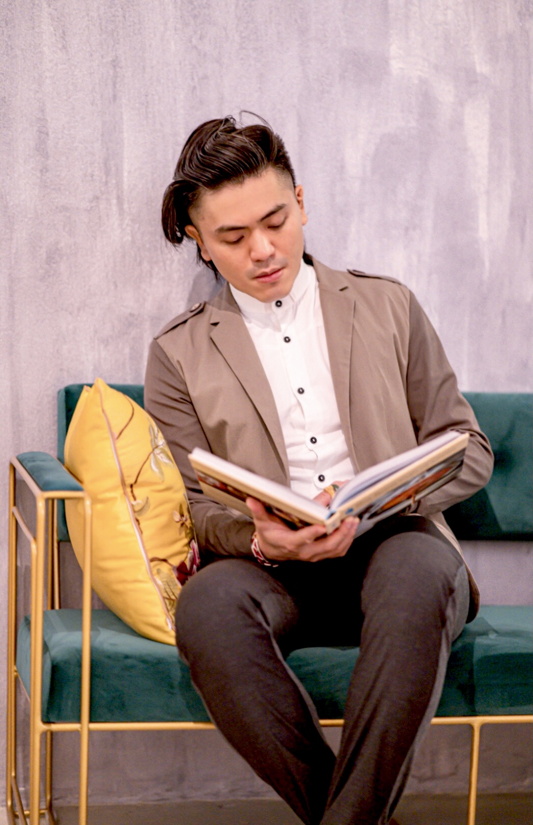 Portrait detail of Dr Aaron Kwan in a studio