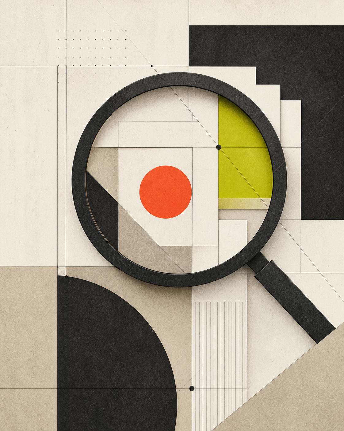 Abstract editorial illustration of evidence being used to define a commercial problem.